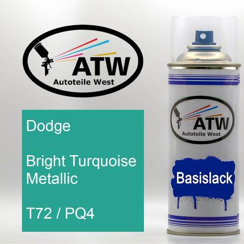 Dodge, Bright Turquoise Metallic, T72 / PQ4: 400ml Sprühdose, von ATW Autoteile West.